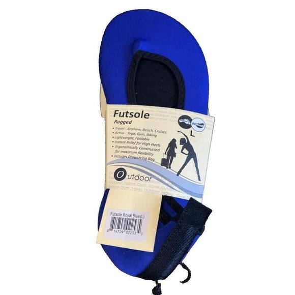 Nufoot Mary Janes Shoes Foldable & Flexible Flats Slipper Royal Blue Size Large - Picture 4 of 4